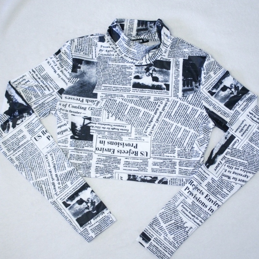 Trendy Newspaper Print Top